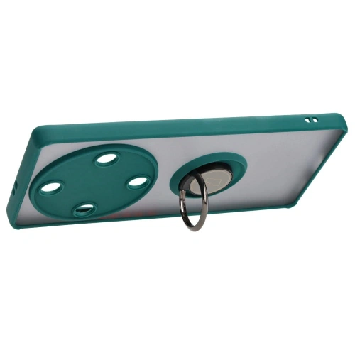 Etui z uchwytem na palec Bizon Case Hybrid Ring do Honor Magic5 Lite przydymione z ciemnozieloną ramką