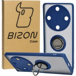 Bizon Case Hybrid Ring Honor Magic5 Lite smoky with a navy blue frame