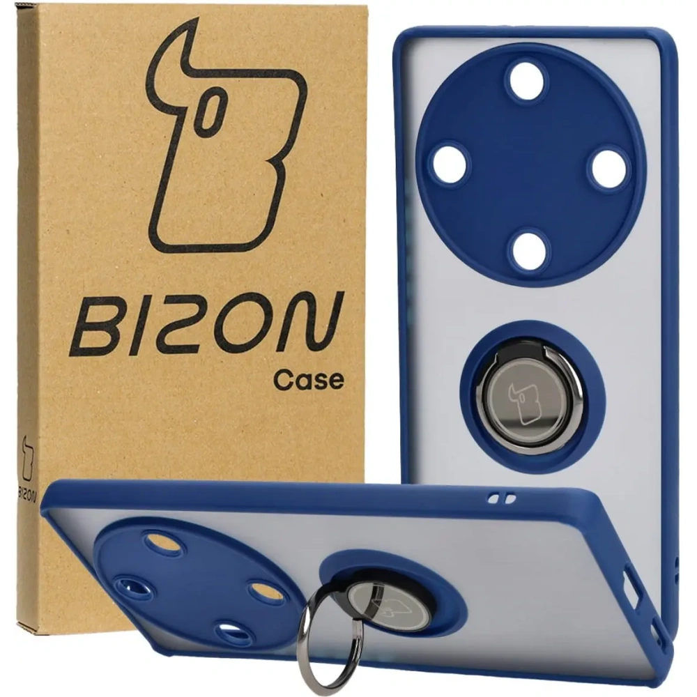 Wholesale Bizon Case Hybrid Ring Honor Magic5 Lite smoky with a navy blue frame - BIZ375 - {ean13} - Hurt