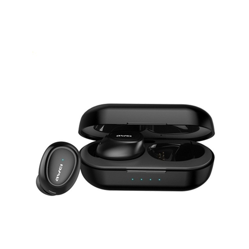 Hurtownia Awei - 6954284015776 - AWEI018BLK - AWEI słuchawki Bluetooth 5.0 T6 TWS + stacja dokująca czarny/black - B2B homescreen