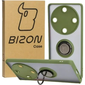 Bizon Case Hybrid Ring Honor Magic5 Lite smoky with a green frame
