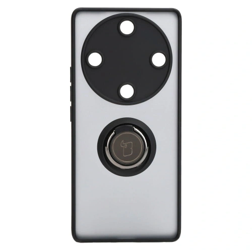 Etui z uchwytem na palec Bizon Case Hybrid Ring do Honor Magic5 Lite przydymione z czarną ramką