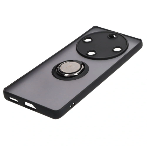 Etui z uchwytem na palec Bizon Case Hybrid Ring do Honor Magic5 Lite przydymione z czarną ramką