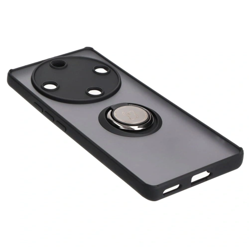 Etui z uchwytem na palec Bizon Case Hybrid Ring do Honor Magic5 Lite przydymione z czarną ramką