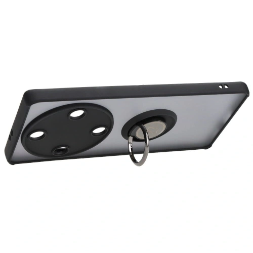 Etui z uchwytem na palec Bizon Case Hybrid Ring do Honor Magic5 Lite przydymione z czarną ramką