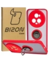 Etui z uchwytem na palec Bizon Case Hybrid Ring do Honor Magic5 Pro przydymione z czerwoną ramką