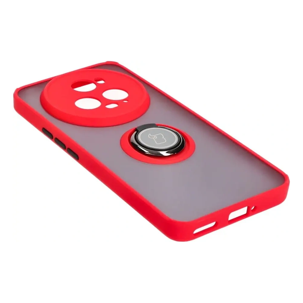 Hurtownia GSM - Etui z uchwytem na palec Bizon Case Hybrid Ring do Honor Magic5 Pro przydymione z czerwoną ramką - BIZ384 - {ean13} - Hurt