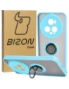 Bizon Case Hybrid Ring Honor Magic5 Pro fumuriu cu un cadru de culoare albastru deschis