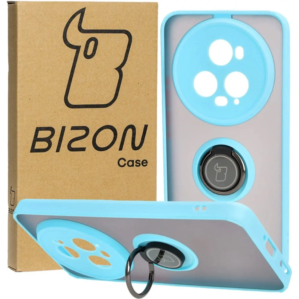 Hurtownia GSM - Etui z uchwytem na palec Bizon Case Hybrid Ring do Honor Magic5 Pro przydymione z jasnoniebieską ramką - BIZ385 - {ean13} - Hurt