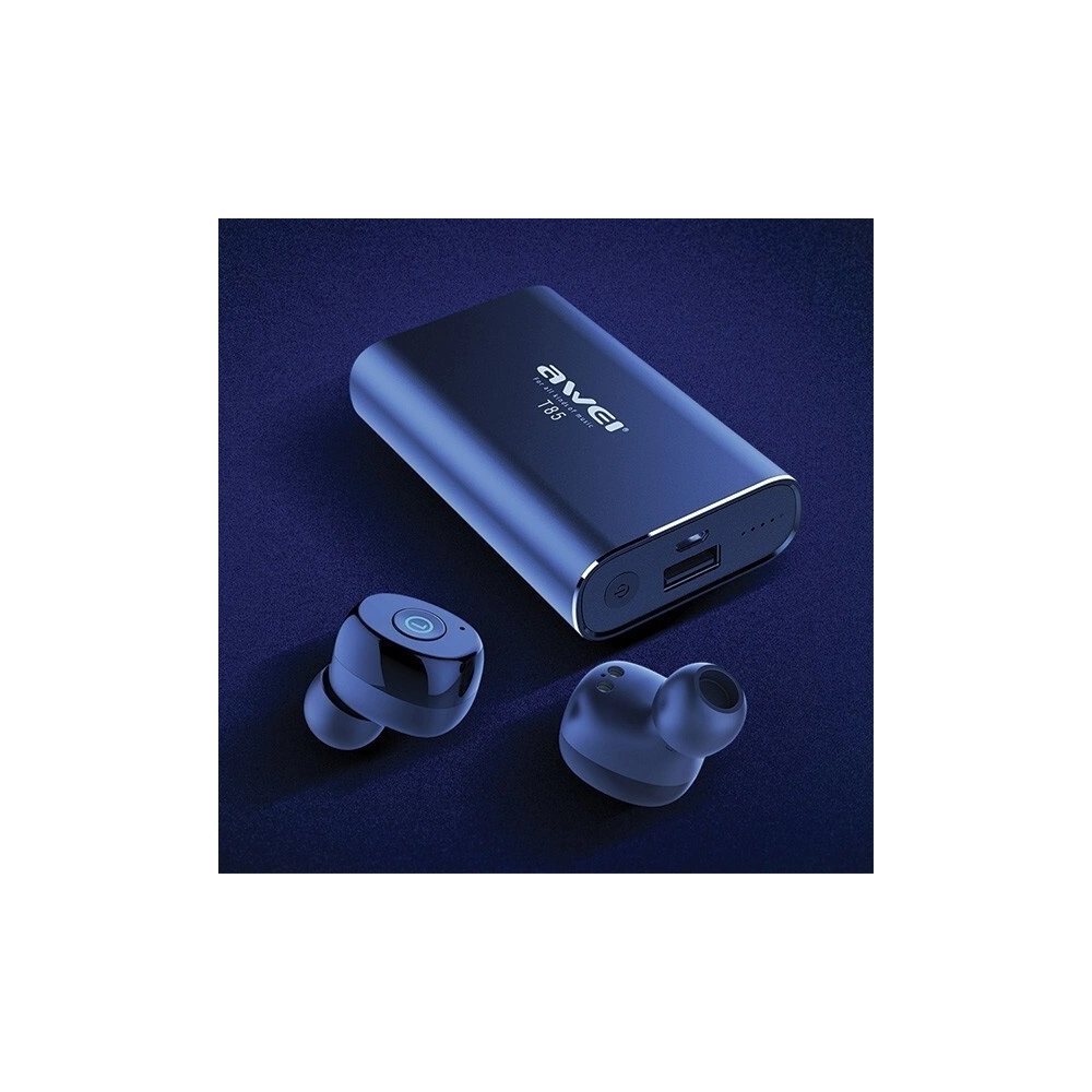 Wholesale AWEI Wireless In-Ear Earphones Bluetooth 5.0 T85 TWS with Powerbank 1800mAh black - AWEI019BLK - {ean13} - Hurt