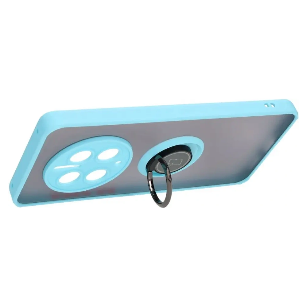 Bizon Case Hybrid Ring Huawei Mate 50 Pro smoky with a light blue frame