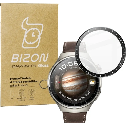 Szkło hybrydowe Bizon Glass Watch Edge Hybrid do Huawei Watch 4 Pro / 4 Pro Space Edition czarne