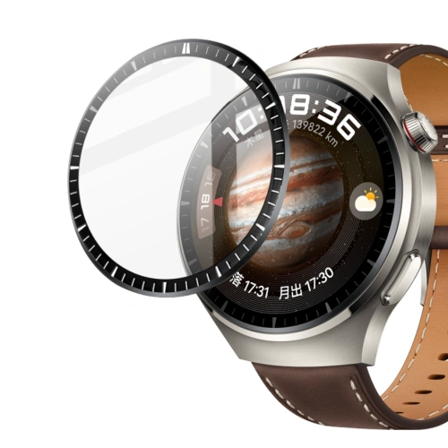 Szkło hybrydowe Bizon Glass Watch Edge Hybrid do Huawei Watch 4 Pro / 4 Pro Space Edition czarne