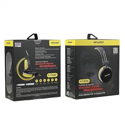 AWEI słuchawki nauszne Bluetooth A700BL czarno-żółty/black yellow