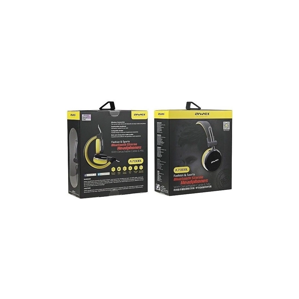 Hurtownia GSM - AWEI słuchawki nauszne Bluetooth A700BL czarno-żółty/black yellow - AWEI021BLKYEL - {ean13} - Hurt