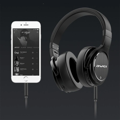 AWEI słuchawki nauszne Bluetooth A950BL czarny/black ANC