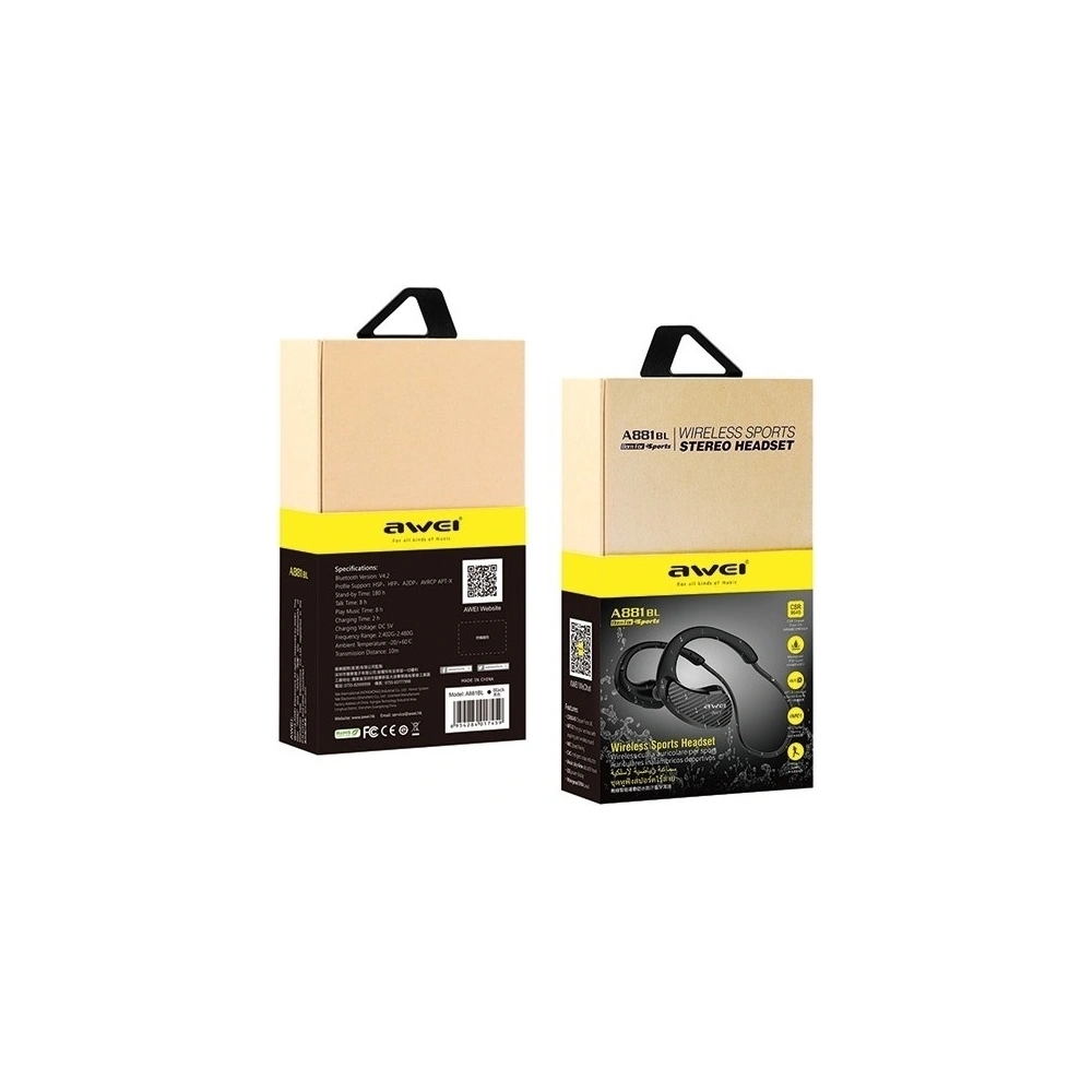 Hurtownia GSM - AWEI słuchawki sportowe Bluetooth A881BL NFC czarny/black - AWEI028BLK - {ean13} - Hurt