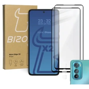 Hurtownia GSM - Szkło hartowane Bizon Glass Edge - [2 PACK] + ochrona na obiektyw Motorola Edge 30 - BIZ450 - {ean13} - Hurt