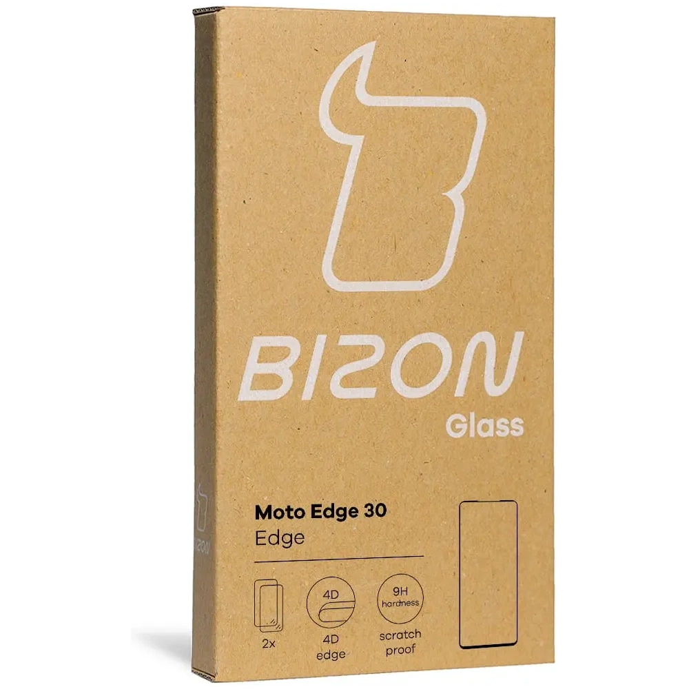 Wholesale Bizon Glass Edge tempered glass - [2 PACK] + lens protection Motorola Edge 30 black - BIZ450 - {ean13} - Hurt