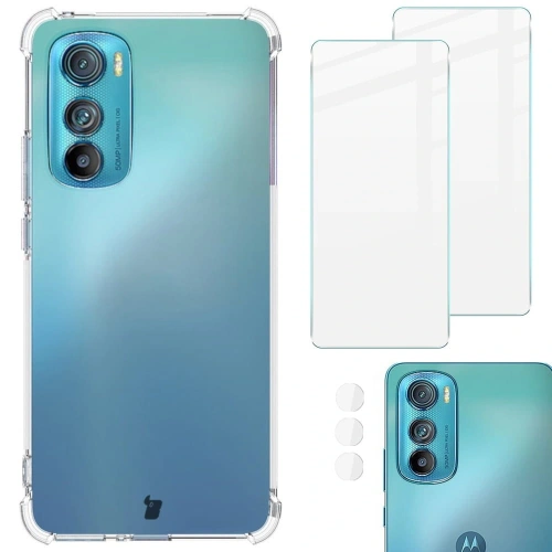 Etui + 2x szkło na ekran + obiektyw Bizon Case Clear Pack do Moto Edge 30 przezroczyste