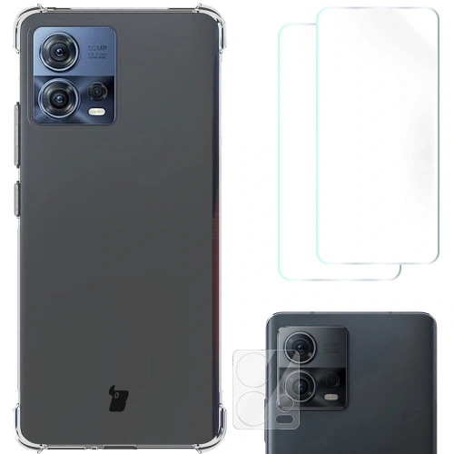 Etui + 2x folia + obiektyw Bizon Case Clear Pack do Motorola Moto Edge 30 Fusion przezroczyste