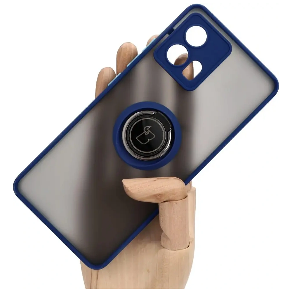Hurtownia GSM - Bizon Case Hybrid Ring Motorola Edge 30 Fusion rauchig mit einem navyblauen Rahmen - BIZ457 - {ean13} - Hurt