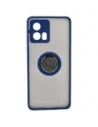 Etui z uchwytem na palec Bizon Case Hybrid Ring do Motorola Edge 30 Fusion przydymione z granatową ramką