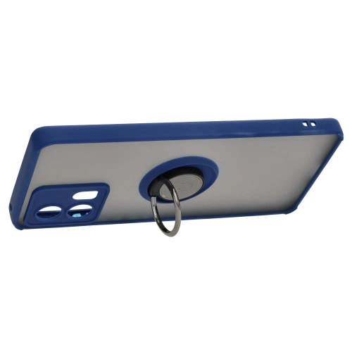 Etui z uchwytem na palec Bizon Case Hybrid Ring do Motorola Edge 30 Fusion przydymione z granatową ramką