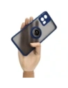 Etui z uchwytem na palec Bizon Case Hybrid Ring do Motorola Edge 30 Fusion przydymione z granatową ramką