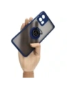 Etui z uchwytem na palec Bizon Case Hybrid Ring do Motorola Edge 30 Fusion przydymione z granatową ramką