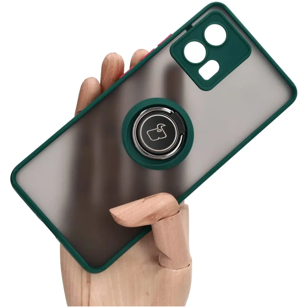 Hurtownia GSM - Bizon Case Hybrid Ring Motorola Edge 30 Fusion rauchig mit einem dunkelgrünen Rahmen - BIZ458 - {ean13} - Hurt