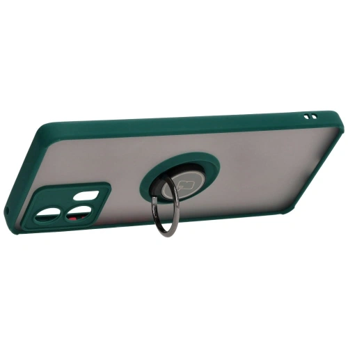 Etui z uchwytem na palec Bizon Case Hybrid Ring do Motorola Edge 30 Fusion przydymione z ciemnozieloną ramką