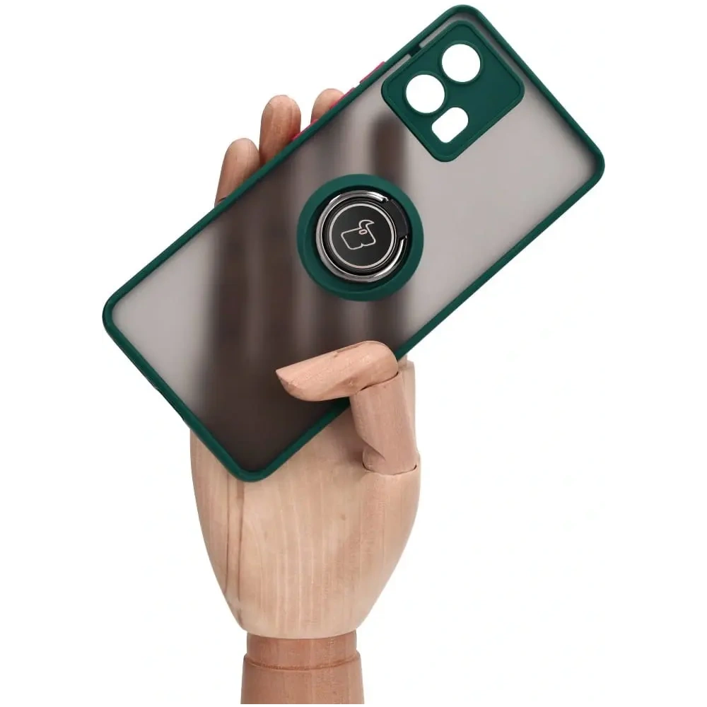 Hurtownia GSM - Bizon Case Hybrid Ring Motorola Edge 30 Fusion rauchig mit einem dunkelgrünen Rahmen - BIZ458 - {ean13} - Hurt