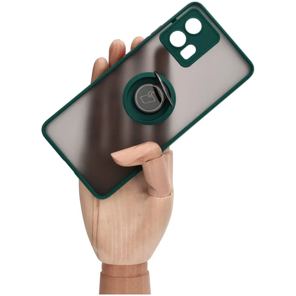 Hurtownia GSM - Bizon Case Hybrid Ring Motorola Edge 30 Fusion rauchig mit einem dunkelgrünen Rahmen - BIZ458 - {ean13} - Hurt