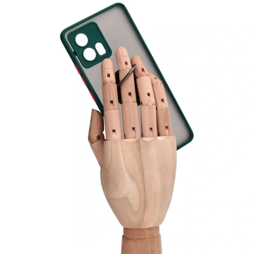 Etui z uchwytem na palec Bizon Case Hybrid Ring do Motorola Edge 30 Fusion przydymione z ciemnozieloną ramką