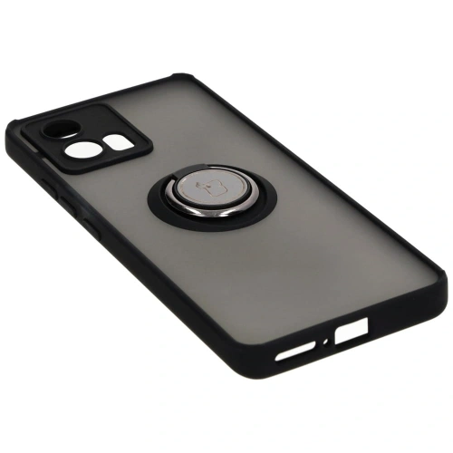 Etui z uchwytem na palec Bizon Case Hybrid Ring do Motorola Edge 30 Fusion przydymione z czarną ramką
