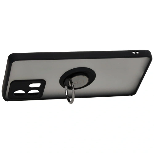 Etui z uchwytem na palec Bizon Case Hybrid Ring do Motorola Edge 30 Fusion przydymione z czarną ramką