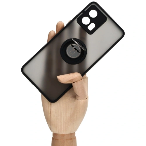 Etui z uchwytem na palec Bizon Case Hybrid Ring do Motorola Edge 30 Fusion przydymione z czarną ramką