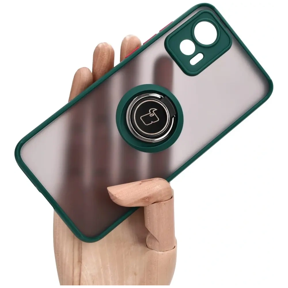 Hurtownia GSM - Caz Bizon Hybrid Ring Motorola Edge 30 Neo fumuriu cu un cadru verde închis - BIZ461 - {ean13} - Hurt