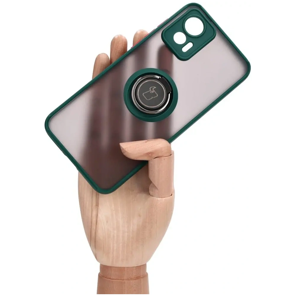 Hurtownia GSM - Caz Bizon Hybrid Ring Motorola Edge 30 Neo fumuriu cu un cadru verde închis - BIZ461 - {ean13} - Hurt