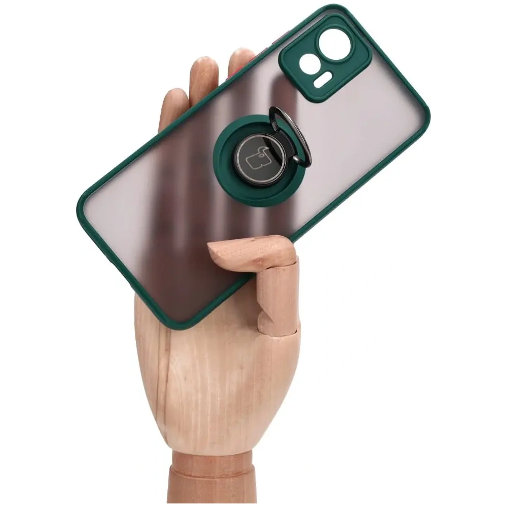 Wholesale Bizon Case Hybrid Ring Motorola Edge 30 Neo smoky with a dark green frame - BIZ461 - {ean13} - Hurt