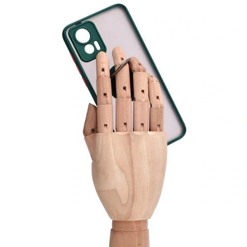 Etui z uchwytem na palec Bizon Case Hybrid Ring do Motorola Edge 30 Neo przydymione z ciemnozieloną ramką