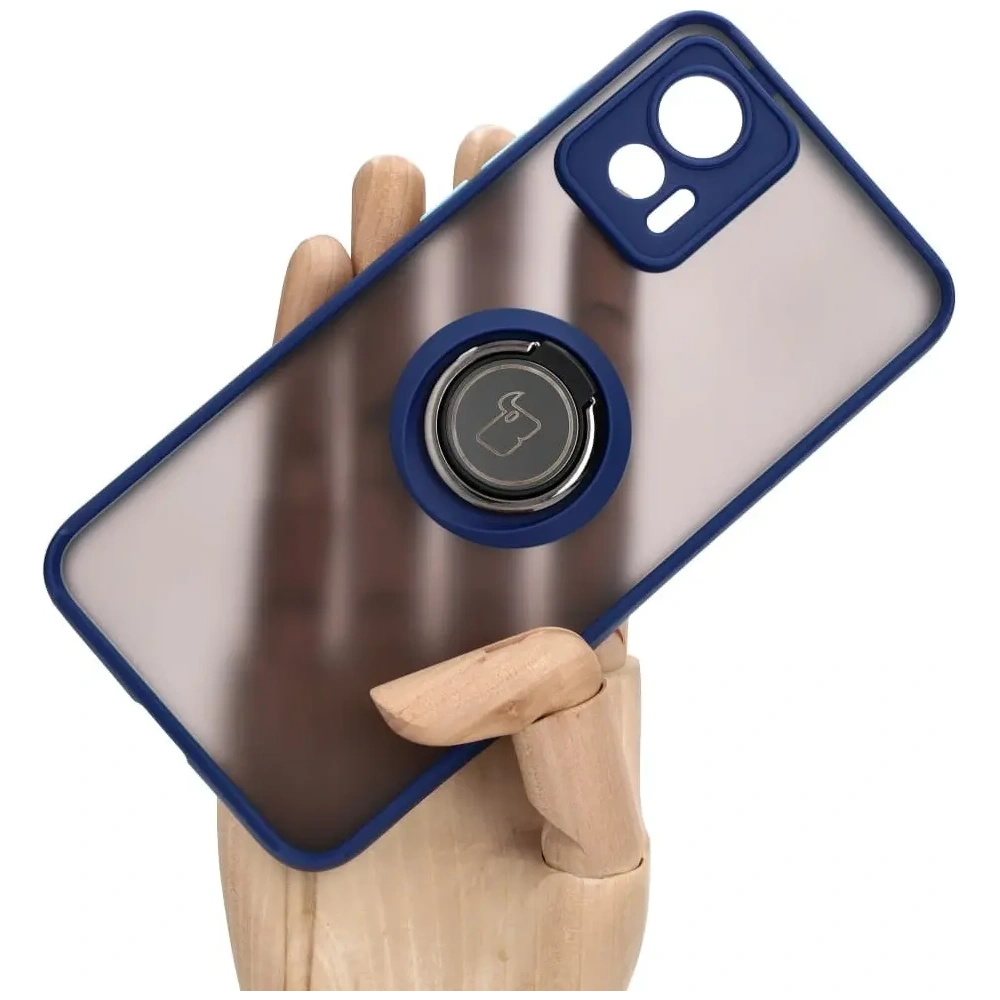 Hurtownia GSM - Caz Hybrid Ring Bizon Motorola Edge 30 Neo fumuriu cu un cadru bleu marin - BIZ462 - {ean13} - Hurt
