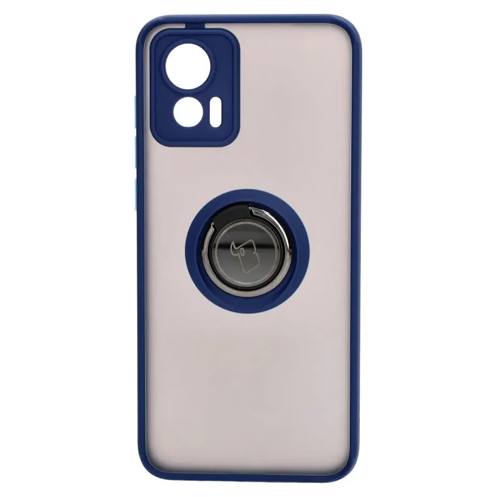Hurtownia GSM - Caz Hybrid Ring Bizon Motorola Edge 30 Neo fumuriu cu un cadru bleu marin - BIZ462 - {ean13} - Hurt