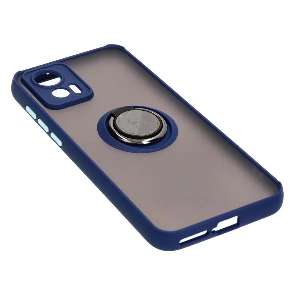 Hurtownia GSM - Caz Hybrid Ring Bizon Motorola Edge 30 Neo fumuriu cu un cadru bleu marin - BIZ462 - {ean13} - Hurt
