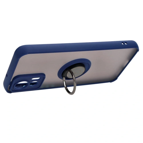 Etui z uchwytem na palec Bizon Case Hybrid Ring do Motorola Edge 30 Neo przydymione z granatową ramką