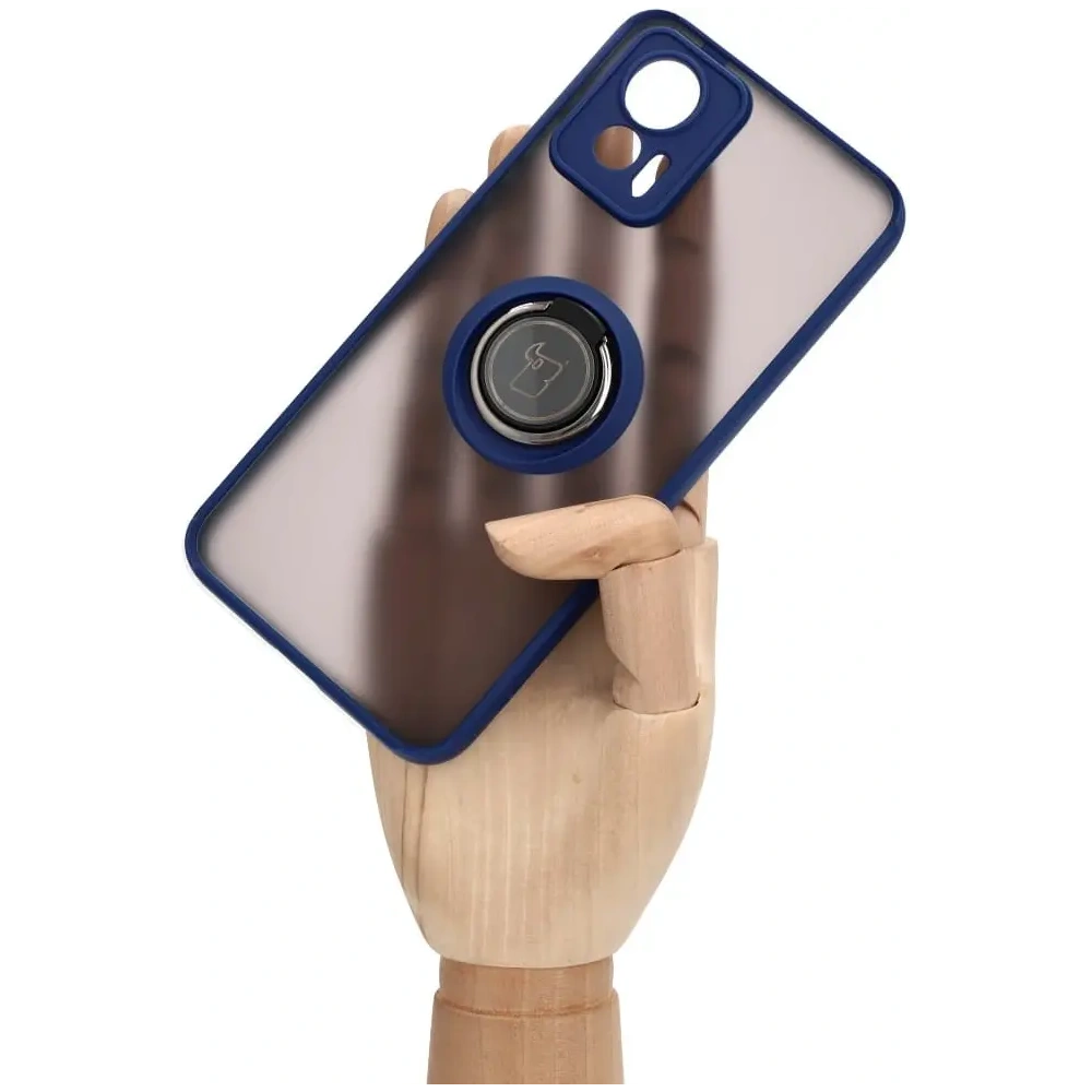 Hurtownia GSM - Caz Hybrid Ring Bizon Motorola Edge 30 Neo fumuriu cu un cadru bleu marin - BIZ462 - {ean13} - Hurt