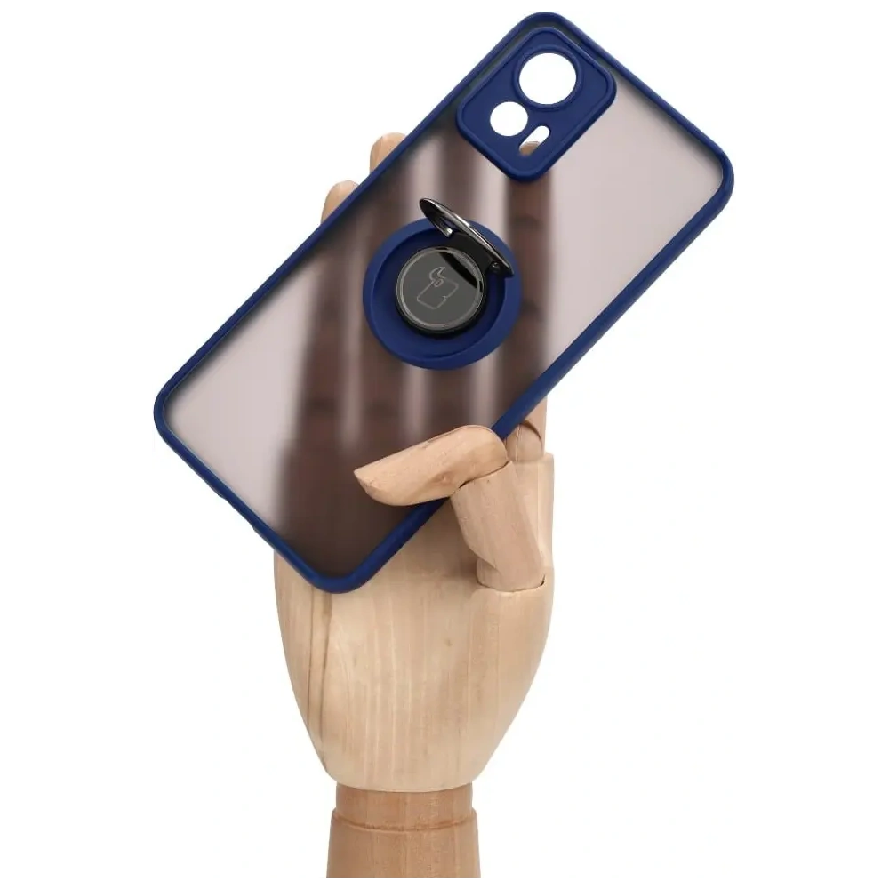 Hurtownia GSM - Caz Hybrid Ring Bizon Motorola Edge 30 Neo fumuriu cu un cadru bleu marin - BIZ462 - {ean13} - Hurt