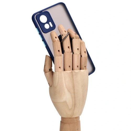 Etui z uchwytem na palec Bizon Case Hybrid Ring do Motorola Edge 30 Neo przydymione z granatową ramką
