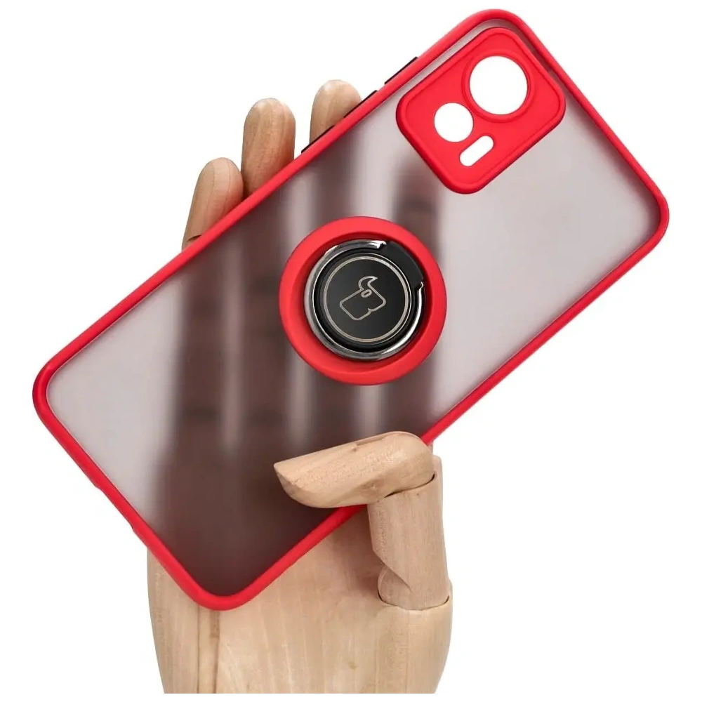 Hurtownia GSM - Bizon Case Hybrid Ring Motorola Edge 30 Neo rauchig mit rotem Rahmen - BIZ464 - {ean13} - Hurt